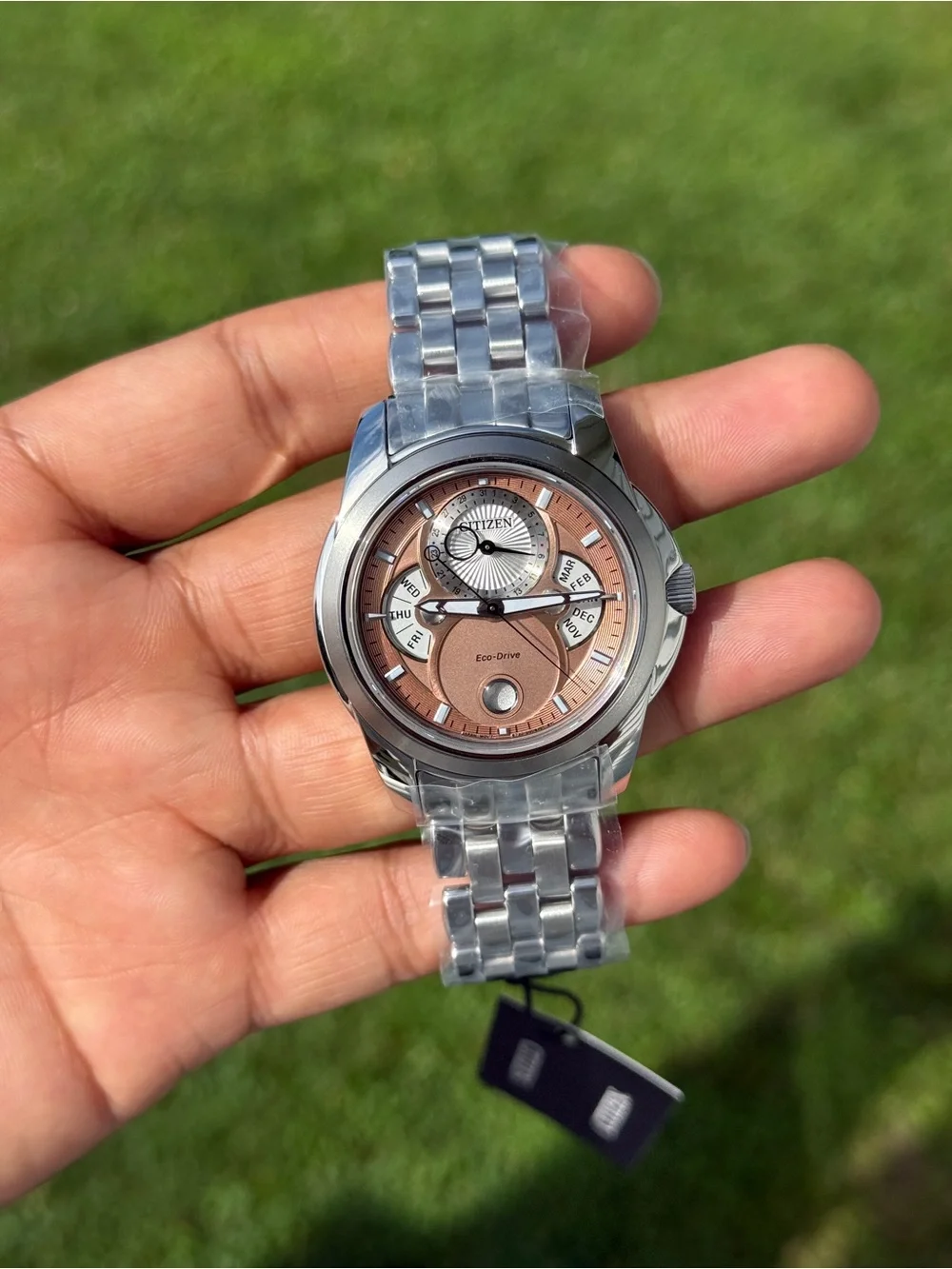 Citizen Eco-Drive Calendrier men’s Chronograph Watch with Salmon Pink Dial